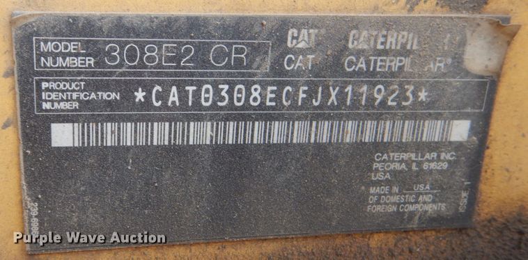 image for item DI1133 2018 Caterpillar 308E2 CRH2R  mini excavator