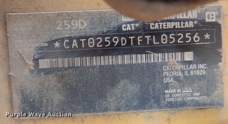 image for item DI1134 2015 Caterpillar 259D  tracked skid steer loader