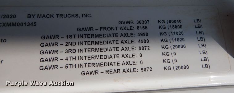 image for item DI1137 2021 Mack Granite  dump truck