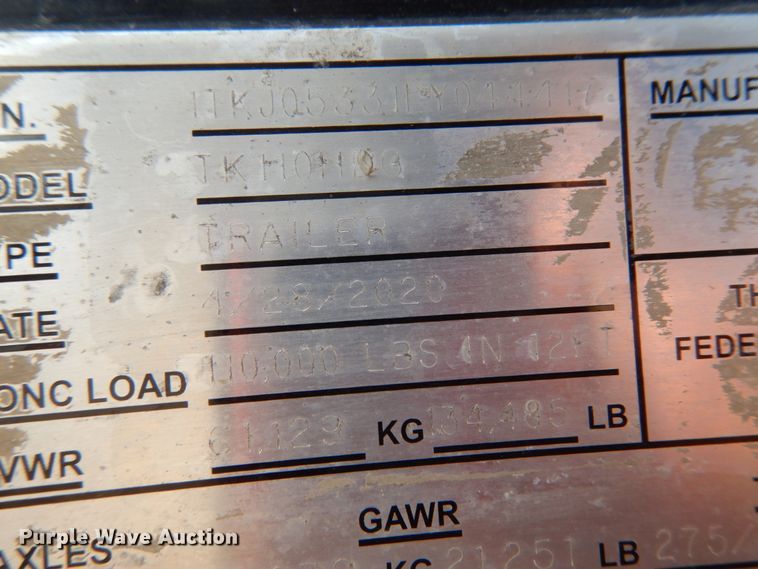 image for item DI1138 2020 Trail King TK110HDG  lowboy equipment trailer