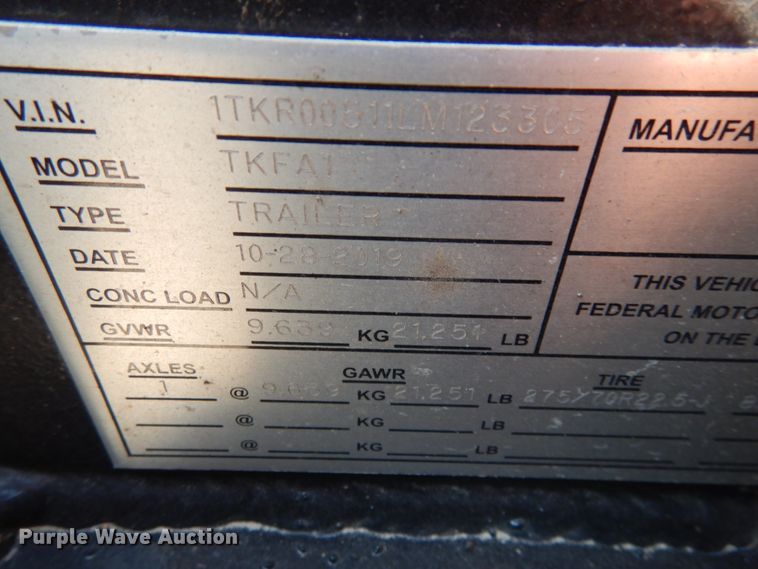 image for item DI1138 2020 Trail King TK110HDG  lowboy equipment trailer