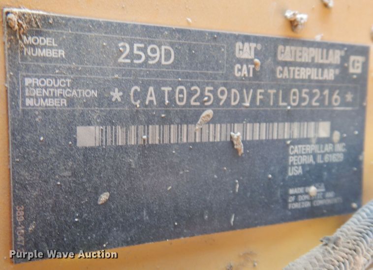 image for item DJ6092 2015 Caterpillar 259D  tracked skid steer loader