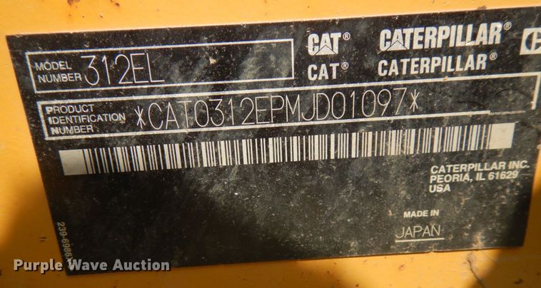 image for item DJ6093 2014 Caterpillar 312EL  excavator