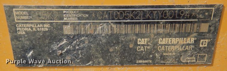 image for item DL1754 2012 Caterpillar D5K2 LGP  dozer