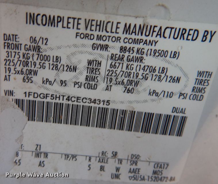 image for item KJ9926 2012 Ford F550 XL  utility / service truck