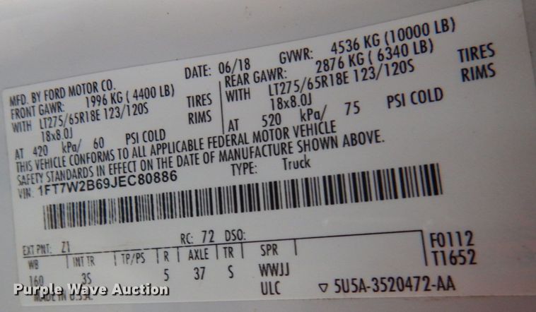 image for item KJ9928 2018 Ford F250 Super Duty  Crew Cab pickup truck