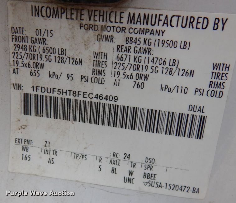 image for item KK9029 2015 Ford F550 Super Duty XL  utility/service truck