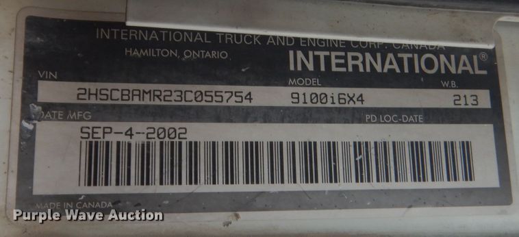 image for item DJ1910 2003 International 9100i  semi truck