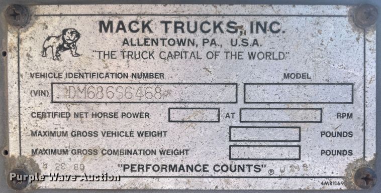 image for item JQ9740 1980 Mack DM686S  water truck