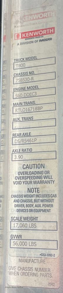 image for item KK9425 1997 Kenworth T800  semi truck