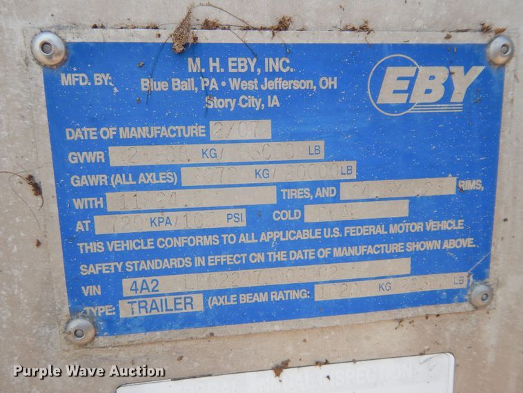 image for item KU9392 2007 Eby  livestock trailer