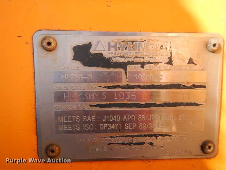 image for item DC8753 Hyundai HL730-3  wheel loader