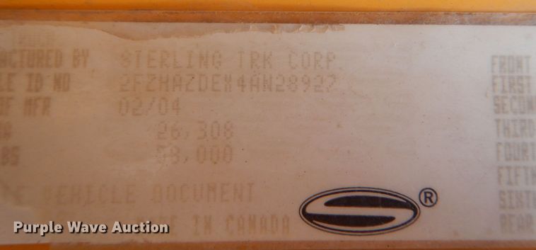 image for item DC8758 2004 Sterling L9500  dump truck