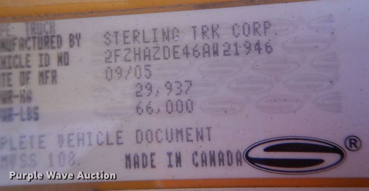 image for item DC8759 2006 Sterling L9500  dump truck