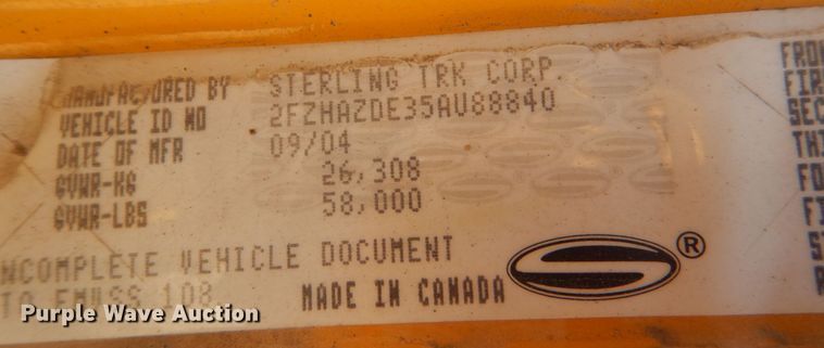 image for item DL6270 2005 Sterling LT9500  dump truck