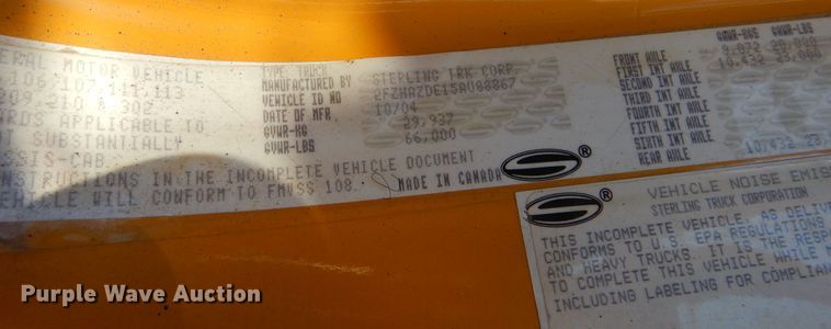 image for item DL6272 2005 Sterling LT9500  dump truck