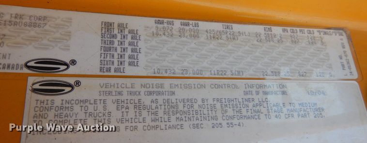 image for item DL6272 2005 Sterling LT9500  dump truck