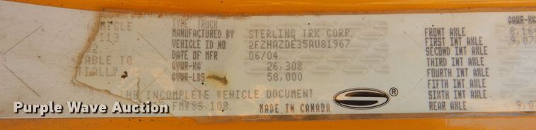 image for item DL6273 2005 Sterling LT9500  dump truck