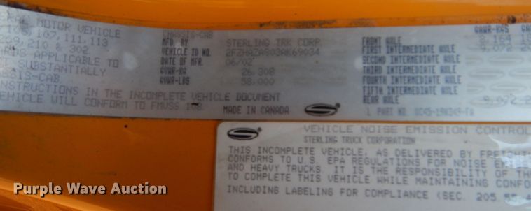 image for item DL6279 2003 Sterling LT9500  dump truck