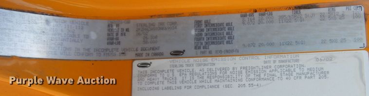 image for item DL6279 2003 Sterling LT9500  dump truck