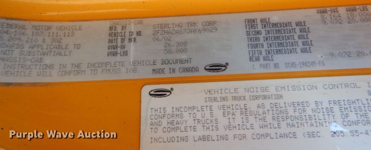 image for item DL6280 2003 Sterling LT9500  dump truck