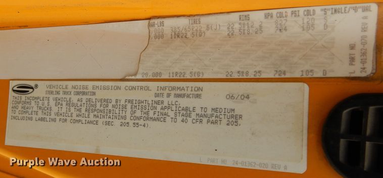 image for item DL6285 2005 Sterling LT9500  dump truck