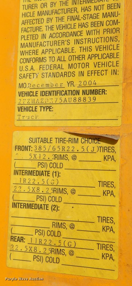 image for item DL6316 2005 Sterling LT9500  dump truck