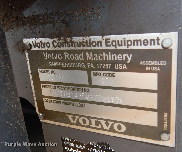 image for item DL6319 2010 Volvo SD45F  single drum vibratory roller