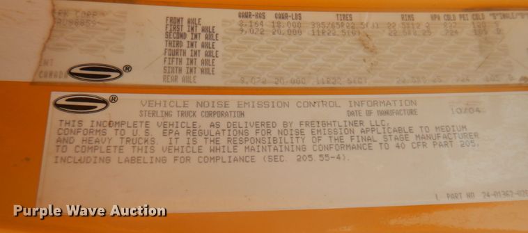 image for item JZ9856 2005 Sterling LT9500  dump truck