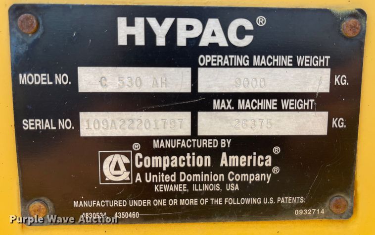 image for item KU9260 2000 Hypac C530AH  pneumatic roller