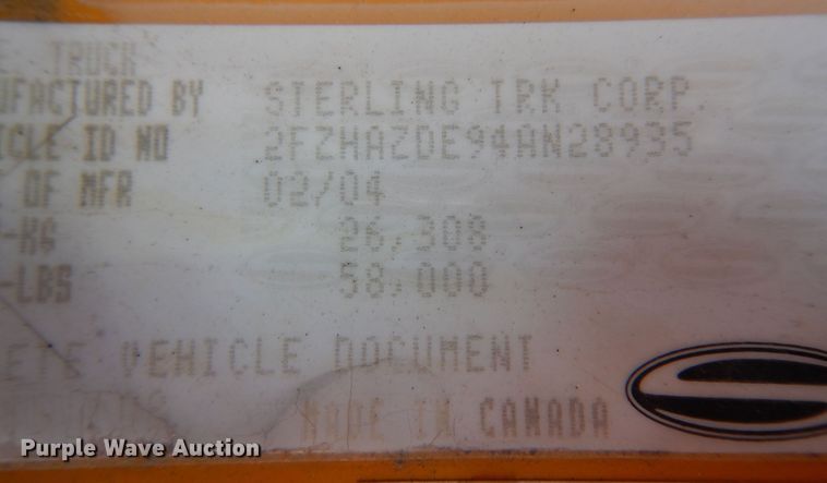 image for item KU9267 2004 Sterling LT9500  dump truck