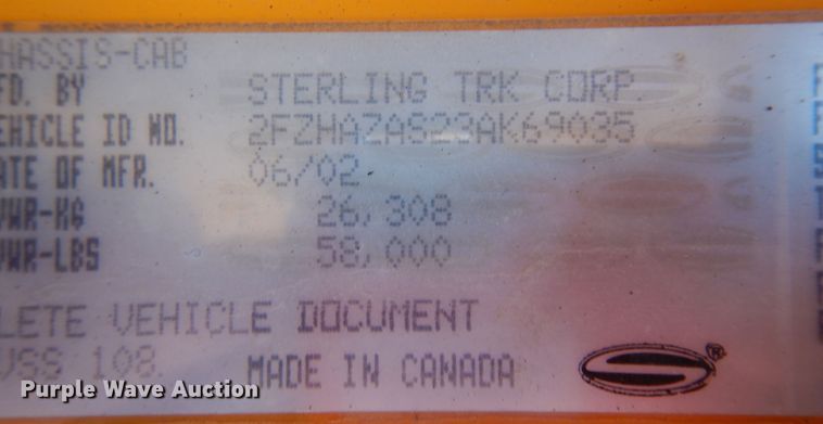 image for item KU9270 2003 Sterling LT9500  dump truck