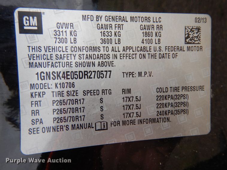 image for item KU9298 2013 Chevrolet Tahoe  SUV