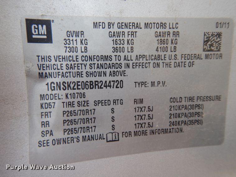 image for item KU9307 2011 Chevrolet Tahoe Police  SUV