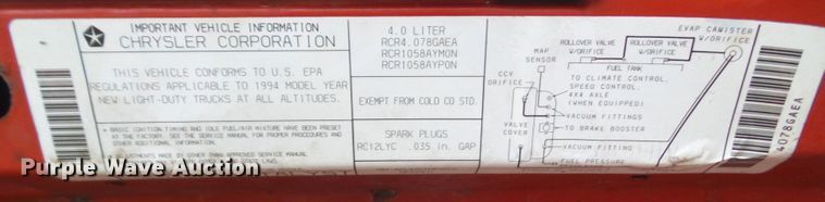 image for item DA7161 1994 Jeep Wrangler SE  SUV