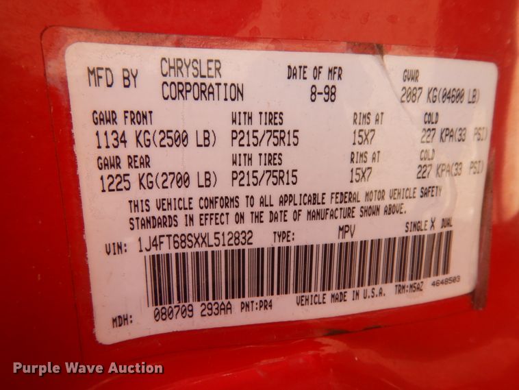 image for item DC2040 1999 Jeep Cherokee Sport  passenger vehicle