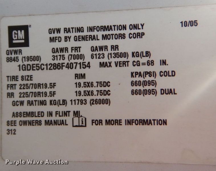 image for item DJ0787 2006 GMC C5500  flatbed truck