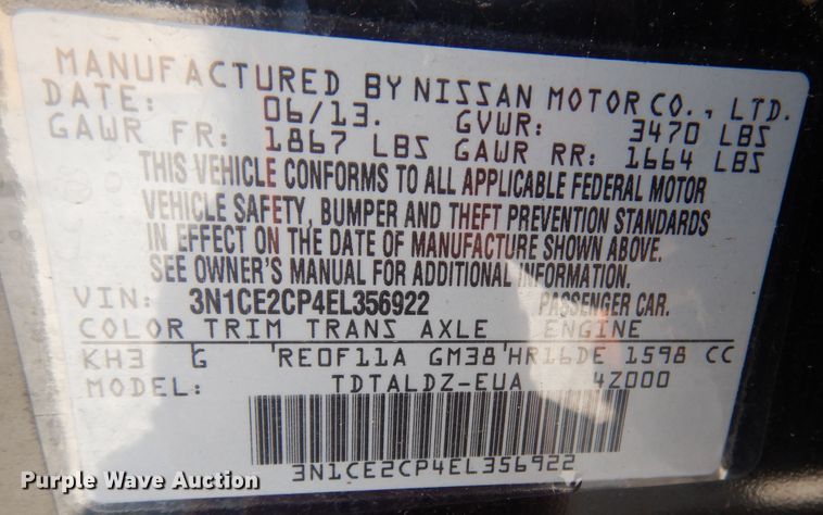 image for item DM6429 2014 Nissan Versa Note