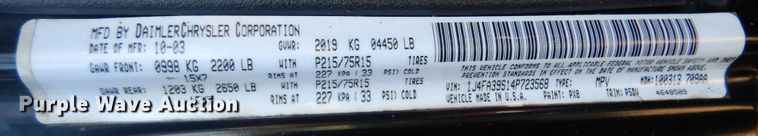 image for item DM6434 2004 Jeep Wrangler  SUV