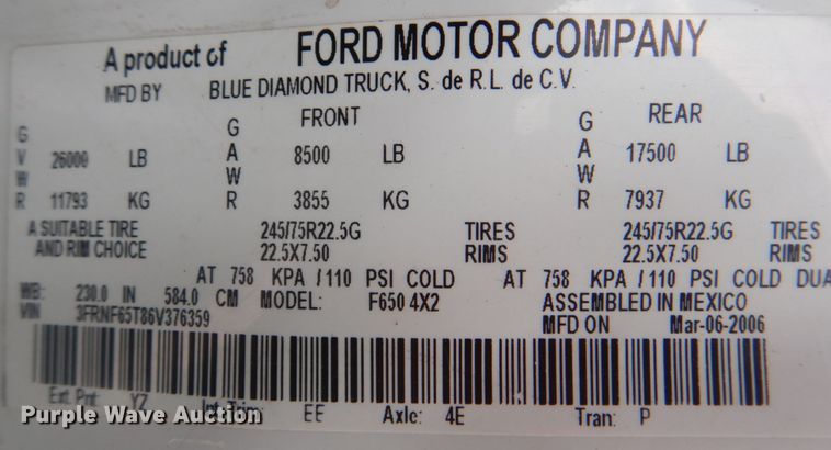 image for item HT9421 2006 Ford F650 Super Duty XLT  flatbed truck