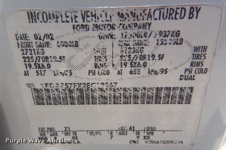 image for item JG9150 2002 Ford F550 Super Duty XL  dump truck