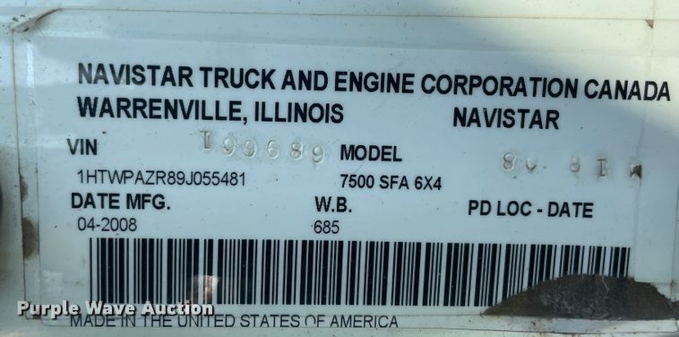 image for item JQ9660 2009 International 7500  ANFO bulk handling truck