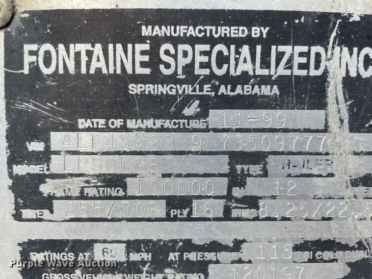 image for item JQ9690 2000 Fontaine LP50NGB  lowboy equipment trailer