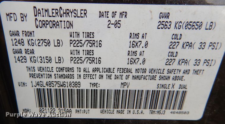 image for item KI9594 2005 Jeep Liberty CRD  SUV