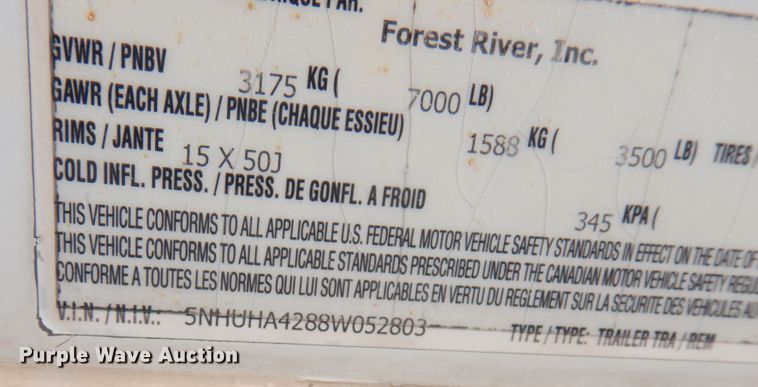 image for item KJ9944 2008 Forest River  enclosed cargo trailer