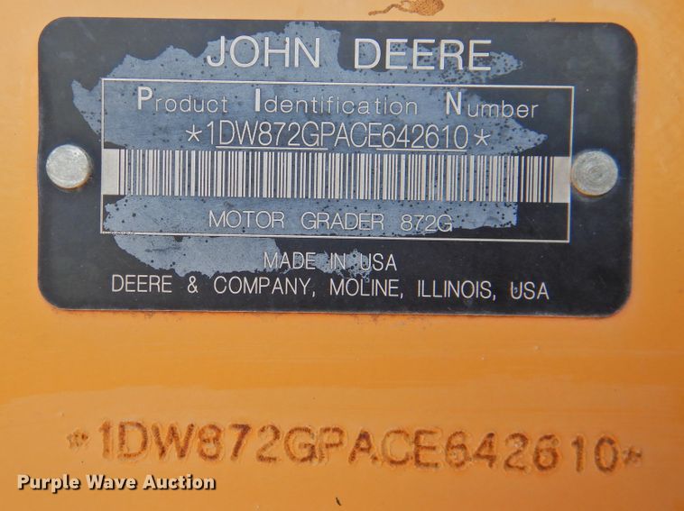 image for item DK2446 2012 John Deere 872GP  motor grader