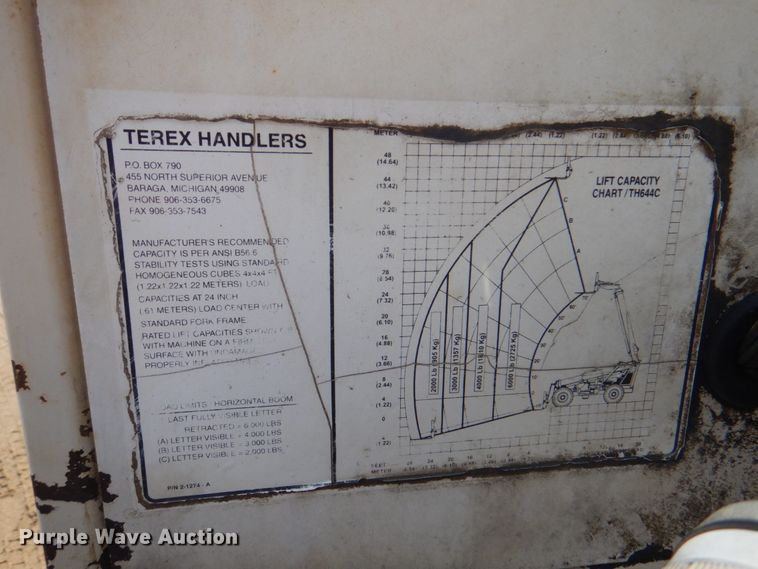 image for item DL0123 Terex TH644C  telehandler