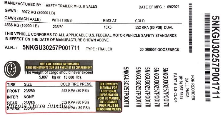 image for item DM6424 2007 Hefty  equipment trailer