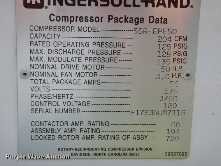 image for item DM6425 Ingersoll Rand SSR-EPE50  air compressor