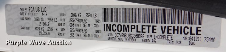 image for item DM6440 2016 Dodge Ram 5500HD  bucket truck